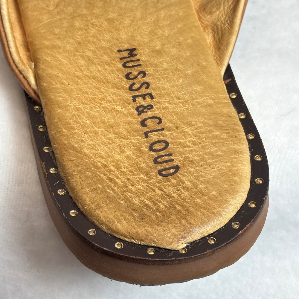 Anthropologie Musse & Cloud Mules Clogs Women 38 Brown Leather Studded Boho - Picture 4 of 16